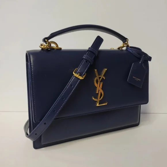❌SOLD❌SAINT LAURENT Blue Leather Medium Sunset Shoulder bag/Crossbody. - Picture 3 of 15